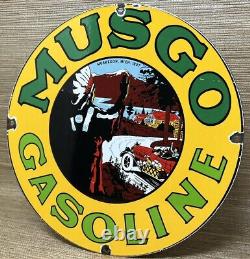 Vintage Musgo Gasoline Porcelain Sign Gas Station Pump Motor Oil Service