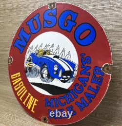 Vintage Musgo Gasoline Porcelain Sign Gas Station Pump Motor Oil Service