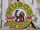 Vintage Musgo Gasoline Sign Old Embossed Metal Service Sales Gas Oil Advertising