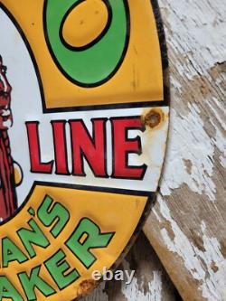 Vintage Musgo Gasoline Sign Old Embossed Metal Service Sales Gas Oil Advertising