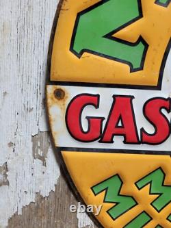 Vintage Musgo Gasoline Sign Old Embossed Metal Service Sales Gas Oil Advertising