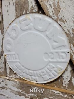 Vintage Musgo Gasoline Sign Old Embossed Metal Service Sales Gas Oil Advertising