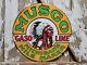 Vintage Musgo Gasoline Sign Old Embossed Metal Service Sales Gas Oiladvertising