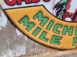 Vintage Musgo Gasoline Sign Old Embossed Metal Service Sales Gas Oiladvertising
