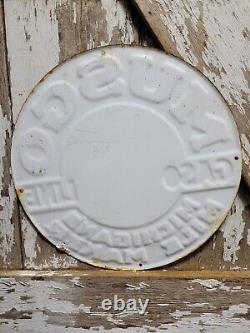 Vintage Musgo Gasoline Sign Old Embossed Metal Service Sales Gas Oiladvertising