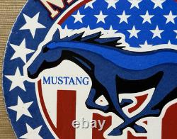 Vintage Mustang Motor Oil Porcelain Sign Gas Service Station Horse American Flag