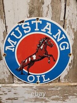 Vintage Mustang Porcelain Oil Sign Gas Station Service Garage Repair Advertising