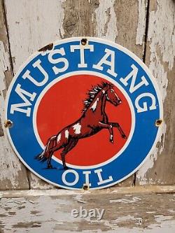 Vintage Mustang Porcelain Oil Sign Gas Station Service Garage Repair Advertising