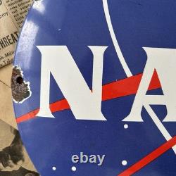 Vintage Nasa Meatball 12 Inch Convex Porcelain Enamel Sign