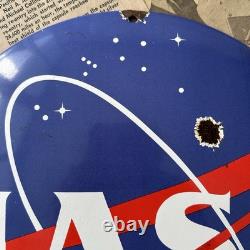 Vintage Nasa Meatball 12 Inch Convex Porcelain Enamel Sign