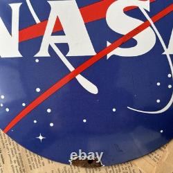 Vintage Nasa Meatball 12 Inch Convex Porcelain Enamel Sign