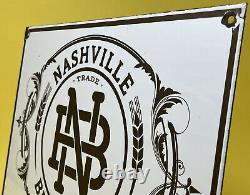 Vintage Nashville Brewing Co Porcelain Sign Bar Liqour Store Beer Oil Gas Lager