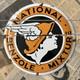 Vintage National Benzole Mixture 12 Inch Convex Porcelain Enamel Sign