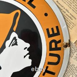 Vintage National Benzole Mixture 12 Inch Convex Porcelain Enamel Sign