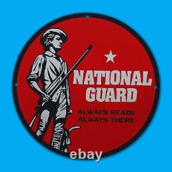 Vintage National Guard Star Gas Station Service Man Cave Oil Porcelain Sign