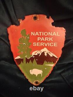 Vintage National Park Service Porcelain Sign Forest Ranger Station Arrowhead USA