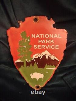 Vintage National Park Service Porcelain Sign Forest Ranger Station Arrowhead USA