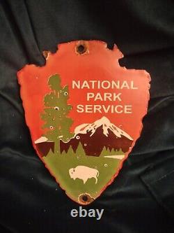 Vintage National Park Service Porcelain Sign Forest Ranger Station Arrowhead USA