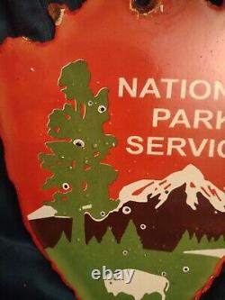 Vintage National Park Service Porcelain Sign Forest Ranger Station Arrowhead USA