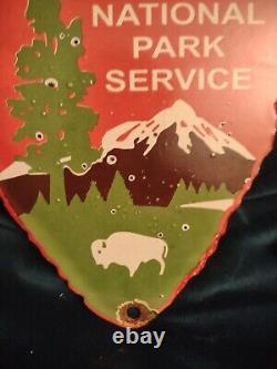 Vintage National Park Service Porcelain Sign Forest Ranger Station Arrowhead USA