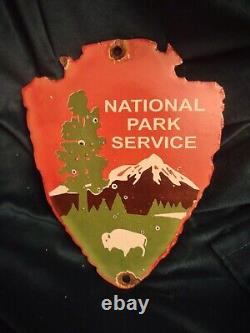 Vintage National Park Service Porcelain Sign Forest Ranger Station Arrowhead USA