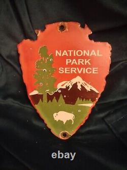 Vintage National Park Service Porcelain Sign Forest Ranger Station Arrowhead USA
