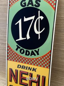 Vintage Nehi Soda Porcelain Sign Sales Service Gas Oil Coca Pop Eye Olive Oyl