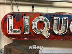 Vintage Neon Liquors Tin Can Sign Shipping Available