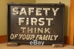 Vintage Neon Sign Rath Packing Co. Waterloo IA Safety First Think of Your Family