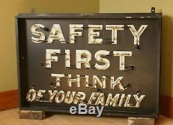 Vintage Neon Sign Rath Packing Co. Waterloo IA Safety First Think of Your Family