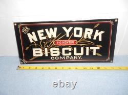 Vintage New York Biscuit Company Fig Newton Porcelain Metal Candy Gas Oil Sign
