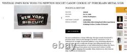 Vintage New York Biscuit Company Fig Newton Porcelain Metal Candy Gas Oil Sign