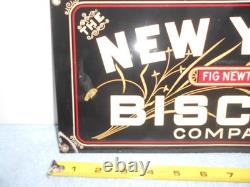 Vintage New York Biscuit Company Fig Newton Porcelain Metal Candy Gas Oil Sign