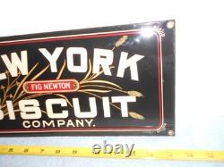 Vintage New York Biscuit Company Fig Newton Porcelain Metal Candy Gas Oil Sign