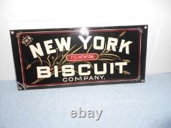 Vintage New York Biscuit Company Fig Newton Porcelain Metal Candy Gas Oil Sign