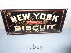Vintage New York Biscuit Company Fig Newton Porcelain Metal Candy Gas Oil Sign