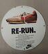 Vintage Nike Re-run Porcelain Gas Oil Store Mancave Service Garage Shoes Ad Sign