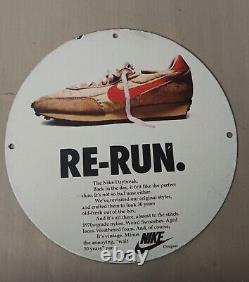 Vintage Nike Re-run Porcelain Gas Oil Store Mancave Service Garage Shoes Ad Sign