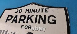Vintage No Parking Sign White Castle Fast Food Gas Pump Shield Porcelain Sign