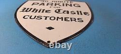 Vintage No Parking Sign White Castle Fast Food Gas Pump Shield Porcelain Sign