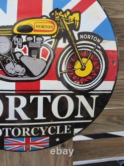 Vintage Norton Motorcycle Porcelain Sign Works Best Road Holder 12