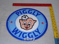 Vintage Nos Piggly Wiggly Self Service Grocery Store 11.75 Porcelain Metal Sign