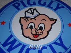 Vintage Nos Piggly Wiggly Self Service Grocery Store 11.75 Porcelain Metal Sign
