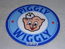 Vintage Nos Piggly Wiggly Self Service Grocery Store 11.75 Porcelain Metal Sign