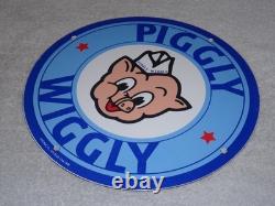 Vintage Nos Piggly Wiggly Self Service Grocery Store 11.75 Porcelain Metal Sign