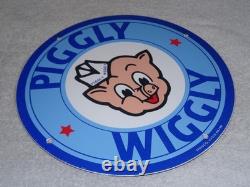 Vintage Nos Piggly Wiggly Self Service Grocery Store 11.75 Porcelain Metal Sign