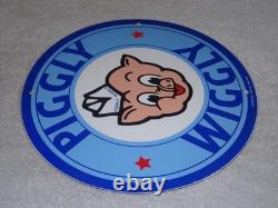 Vintage Nos Piggly Wiggly Self Service Grocery Store 11.75 Porcelain Metal Sign