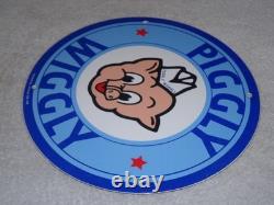 Vintage Nos Piggly Wiggly Self Service Grocery Store 11.75 Porcelain Metal Sign