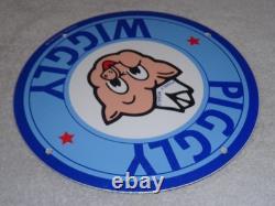 Vintage Nos Piggly Wiggly Self Service Grocery Store 11.75 Porcelain Metal Sign