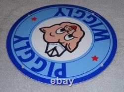 Vintage Nos Piggly Wiggly Self Service Grocery Store 11.75 Porcelain Metal Sign